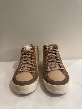 P448 High Top Sneakers EU 40 Italian Made Suede Leather Beige/Brown w/ Box